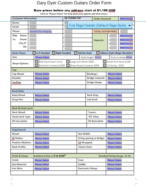 GDG Custom Guitar Order Form